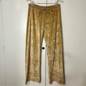 Vintage 90s/Y2K Bisou Jeans Tan Low Rise Flared Velour Track Pants